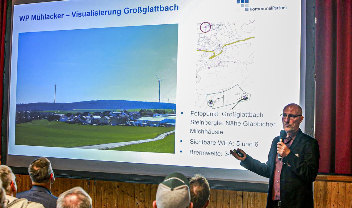 Projektleiter Michael Krieger präsentiert neue Visualisierungen, die einen realitätsnahen Eindruck der Anlagen in der Landschaft vermitteln. Fotos: Schüller
