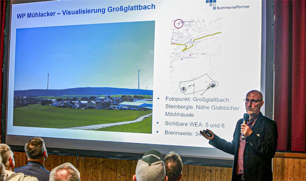 Projektleiter Michael Krieger präsentiert neue Visualisierungen, die einen realitätsnahen Eindruck der Anlagen in der Landschaft vermitteln. Fotos: Schüller