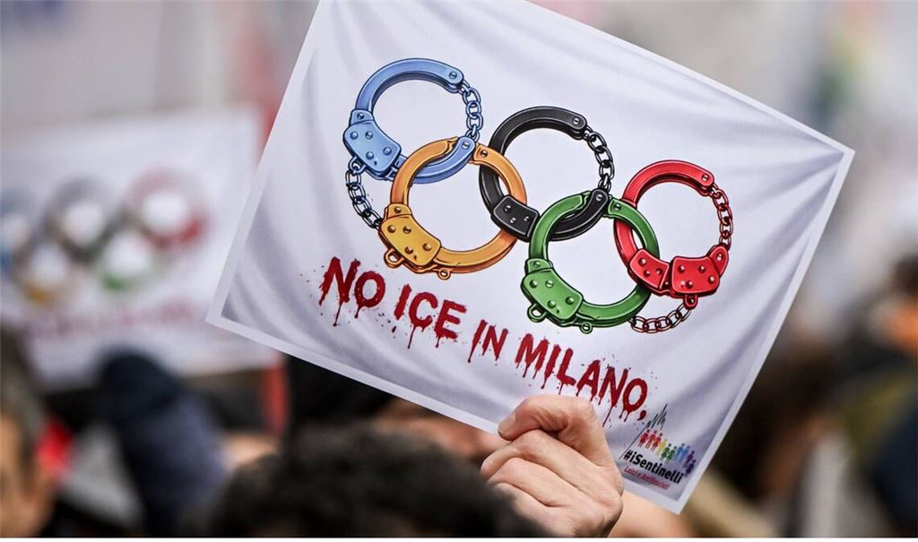 Protest gegen die US-Einwanderungsbehörde ICE in Mailand: Olympische Spiele sind nie unpolitisch.