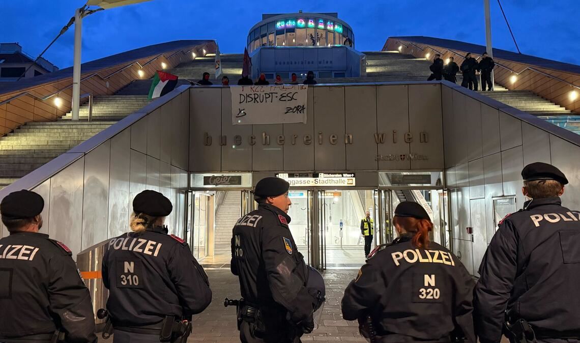 Protest in der Nähe der ESC-Halle.
