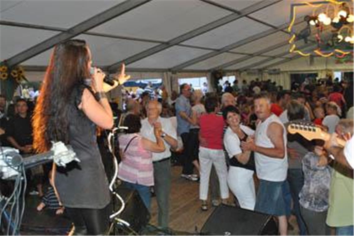 Rappelvoll: das 800-Mann-Zelt beim Auftritt von No Limit in Mühlhausen. Tausende von Besuchern versammeln sich am Wochenende im Mühlacker Stadtteil. Foto: Stahlfeld