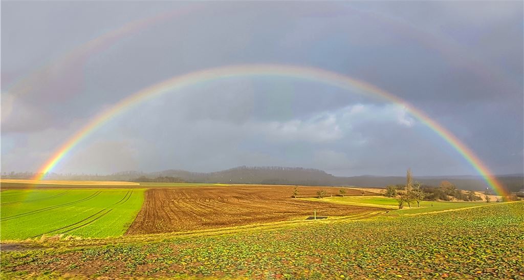Regenbogen, gesehen am 2. Februar zwischen Lienzingen und Maulbronn. Leserfoto: Fernsel