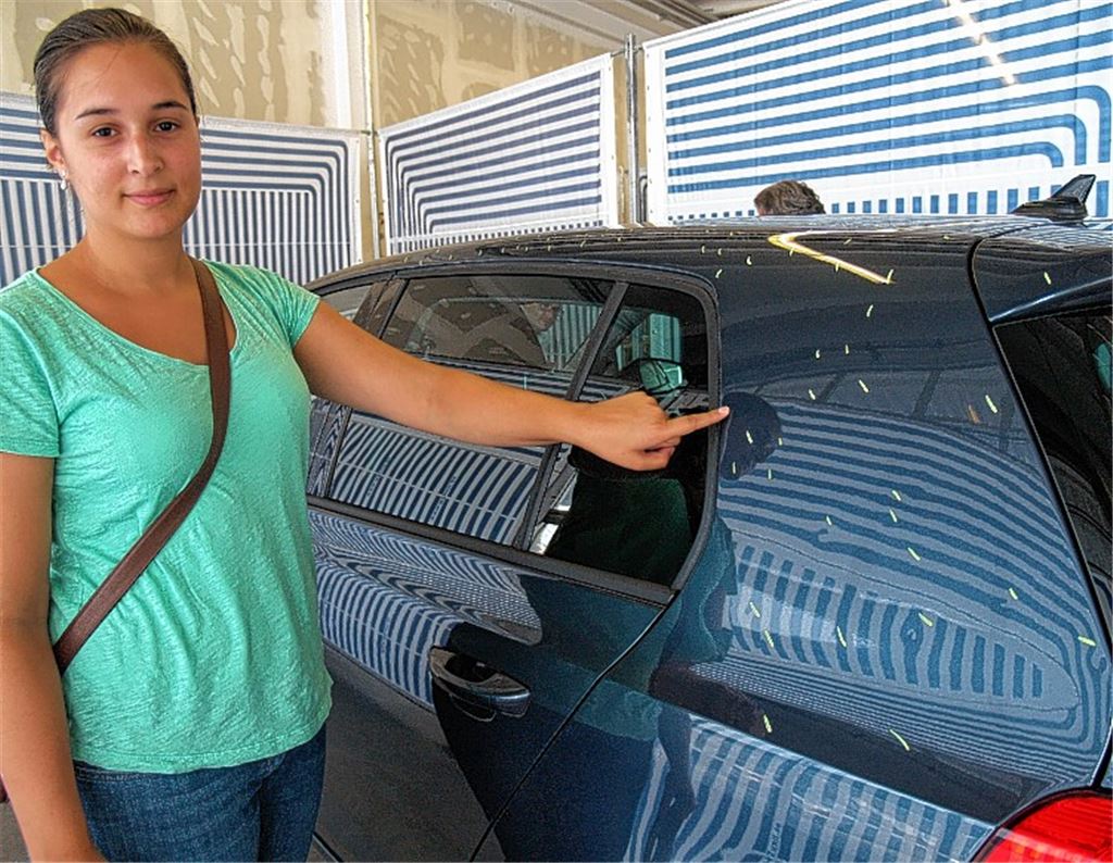 Rekordverdächtig: Annähernd 700 Einschläge weist der VW von Madeleine Morgante aus Dürrmenz auf.