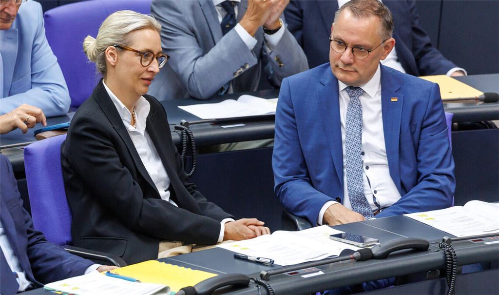 Repräsentanten der Unzufriedenheit: die AfD-Chefs Alice Weidel und Tino Chrupalla.Repräsentanten der Unzufriedenheit: die AfD-Chefs Alice Weidel und Tino Chrupalla.