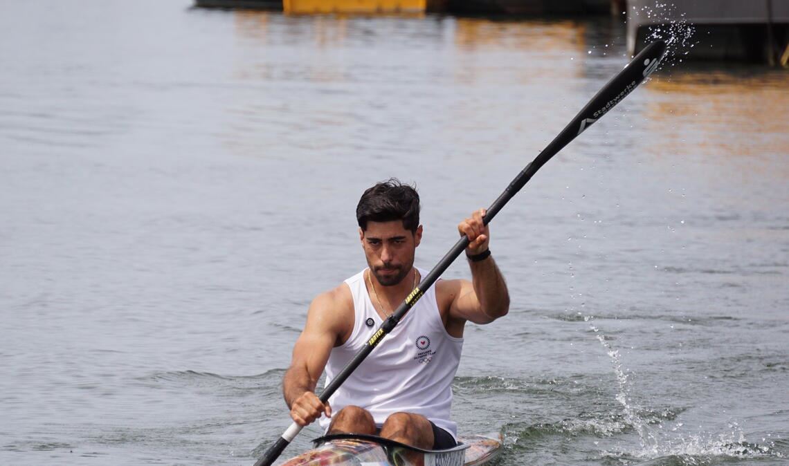 Vom Geflüchteten zum Olympioniken Saeid Fazloulain mit seinem Sportgerät. Foto: LSVBW / BSB Nord