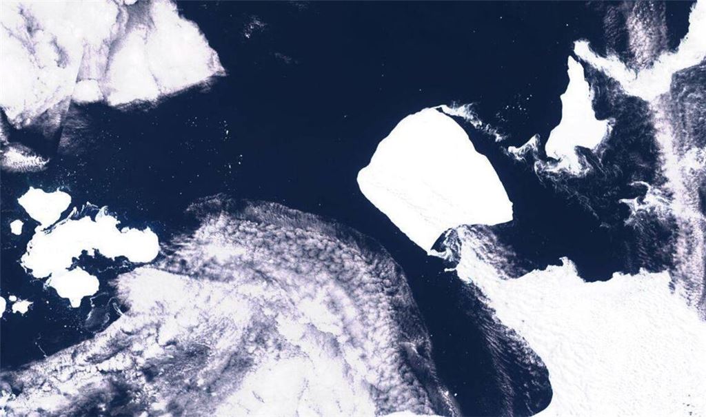 Satellitenaufnahme vom größten Eisberg des Planeten am 15. November 2023: Noch vor wenigen Monaten war A23a in der Antarktis so groß wie die Insel Mallorca.
