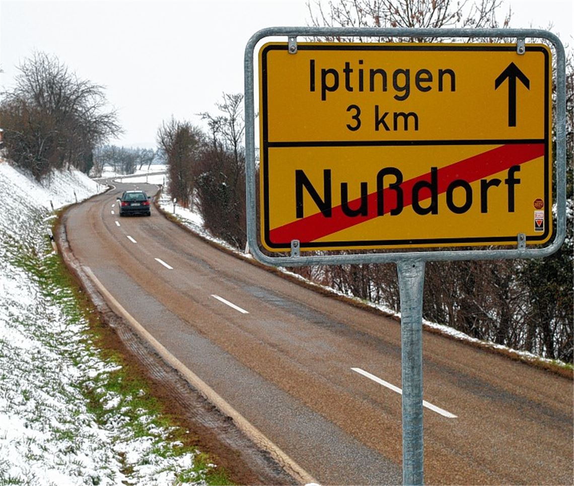 Schauplatz des dramatischen Zwischenfalls: Von Nussdorf aus galoppierten die entlaufenen Pferde panisch die Landesstraße in Richtung Iptingen entlang.