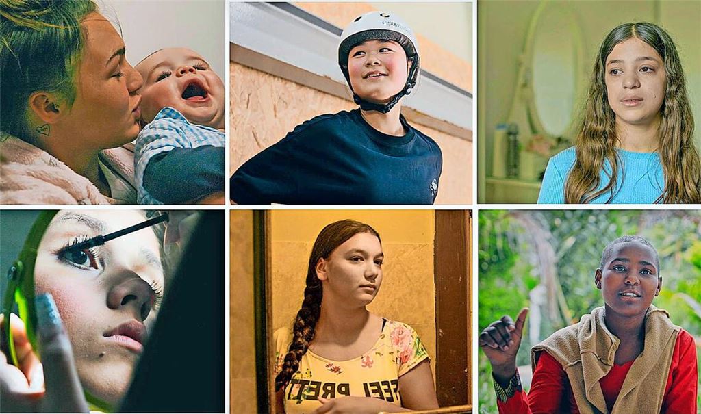 Sechs Mädchen erzählen in „Girls Don’t Cry“ von ihren Ängsten und Hoffnungen – im Uhrzeigersinn: Paige mit Baby, Sinai, Sheelan, Nancy, Nina und  Selenna.