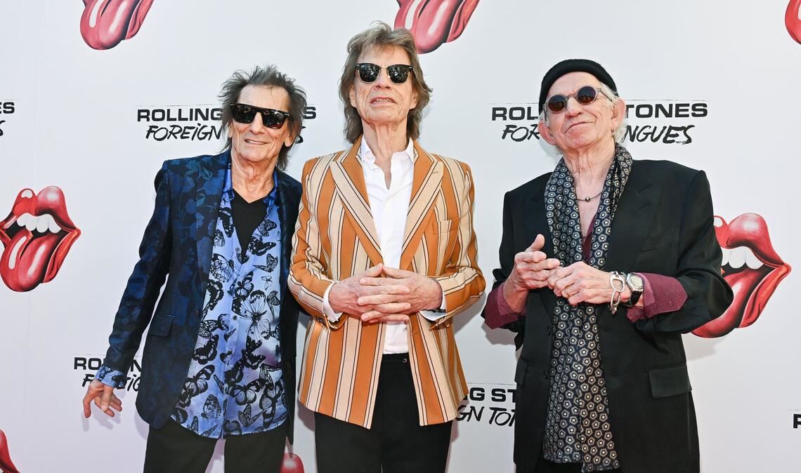 Sie haben es wieder getan: Ronnie Wood (l-r), Mick Jagger und Keith Richards kommen zur Vorstellung des Rolling Stones-Albums in New York.