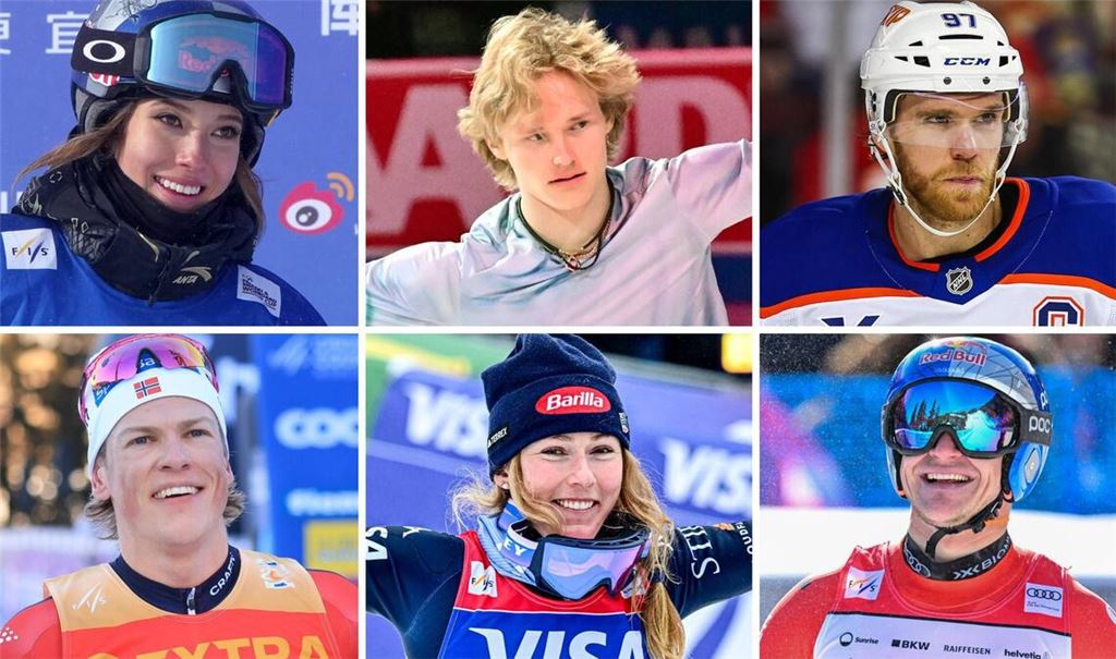 Sie können zu Gesichtern der Olympischen Spiele 2026 werden: Eileen Gu, Ilia Malinin, Connor McDavid (oben von links), Johannes Kläbo, Mikaela Shiffrin und Marco Odermatt (unten von links) – klicken Sie sich durch unsere Bildergalerie, um mehr über diese Stars zu erfahren!