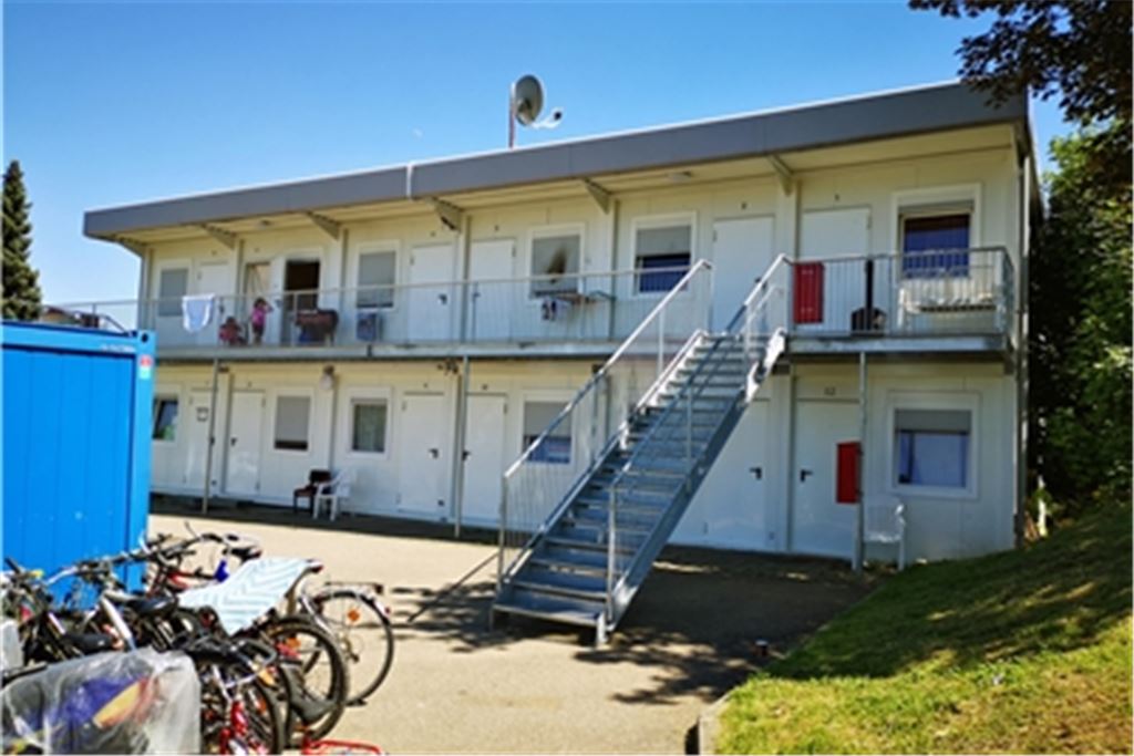 Sie könnte bald erweitert werden: Die bestehende Containeranlage für Geflüchtete und Obdachlose in der Lindenstraße 46/1 in einer Aufnahme von 2018.Archivfoto: ih