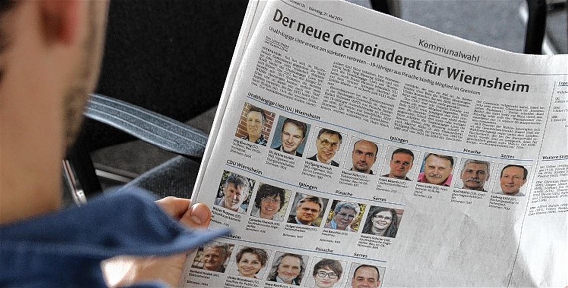 So hat unsere Zeitung am Tag nach der Auszählung über die Zusammensetzung des Wiernsheimer Gemeinderats berichtet. 
