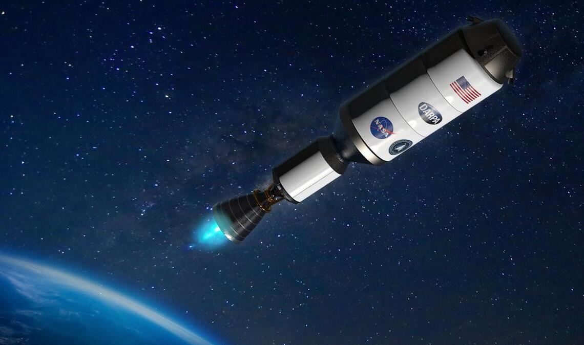 So könnte die atomgetriebene Rakete, die einmal zum Mars fliegen soll, aussehen.