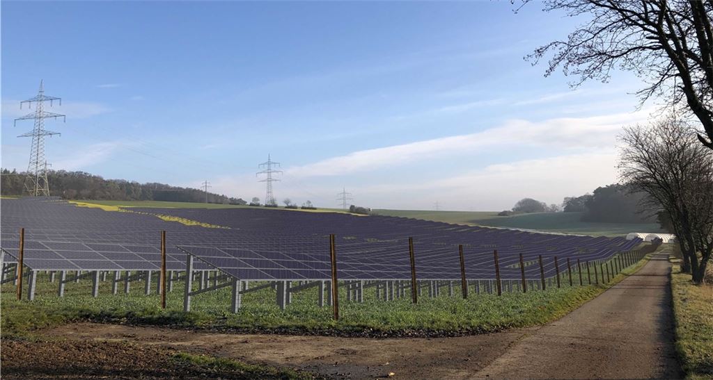 So soll der Solarpark des ortsansässigen Landwirts künftig aussehen. Visualisierung: wpd