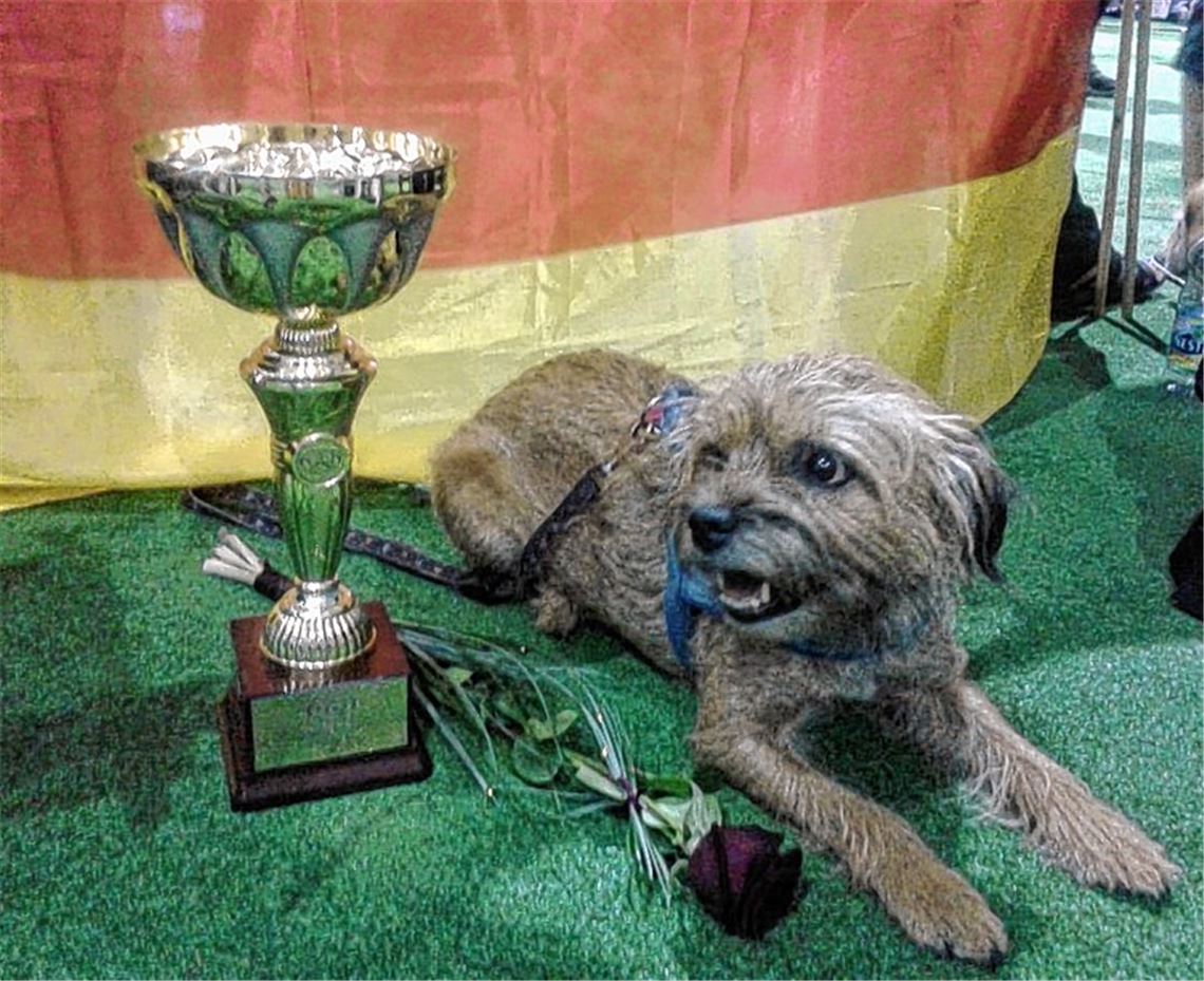 Solz auf den Pokal: Vizeweltmeisterin Snowflake. Foto: privat