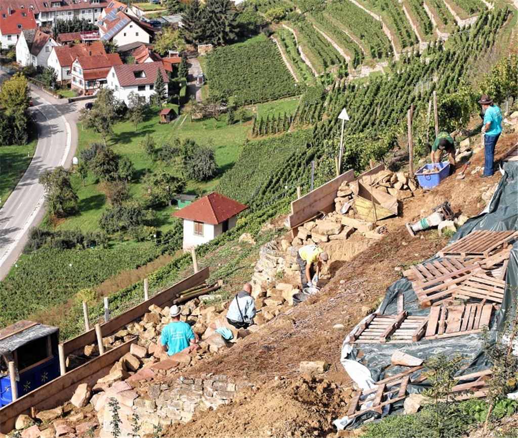 Schwerstarbeit für Trockenmauern