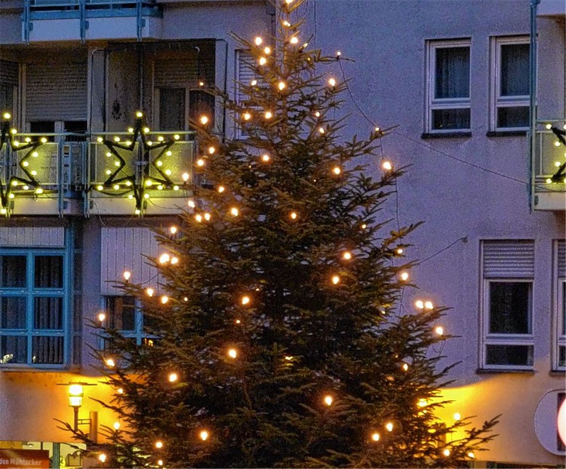 Spende aus dem Eckenweiher: der stattliche Baum auf dem Kelterplatz.