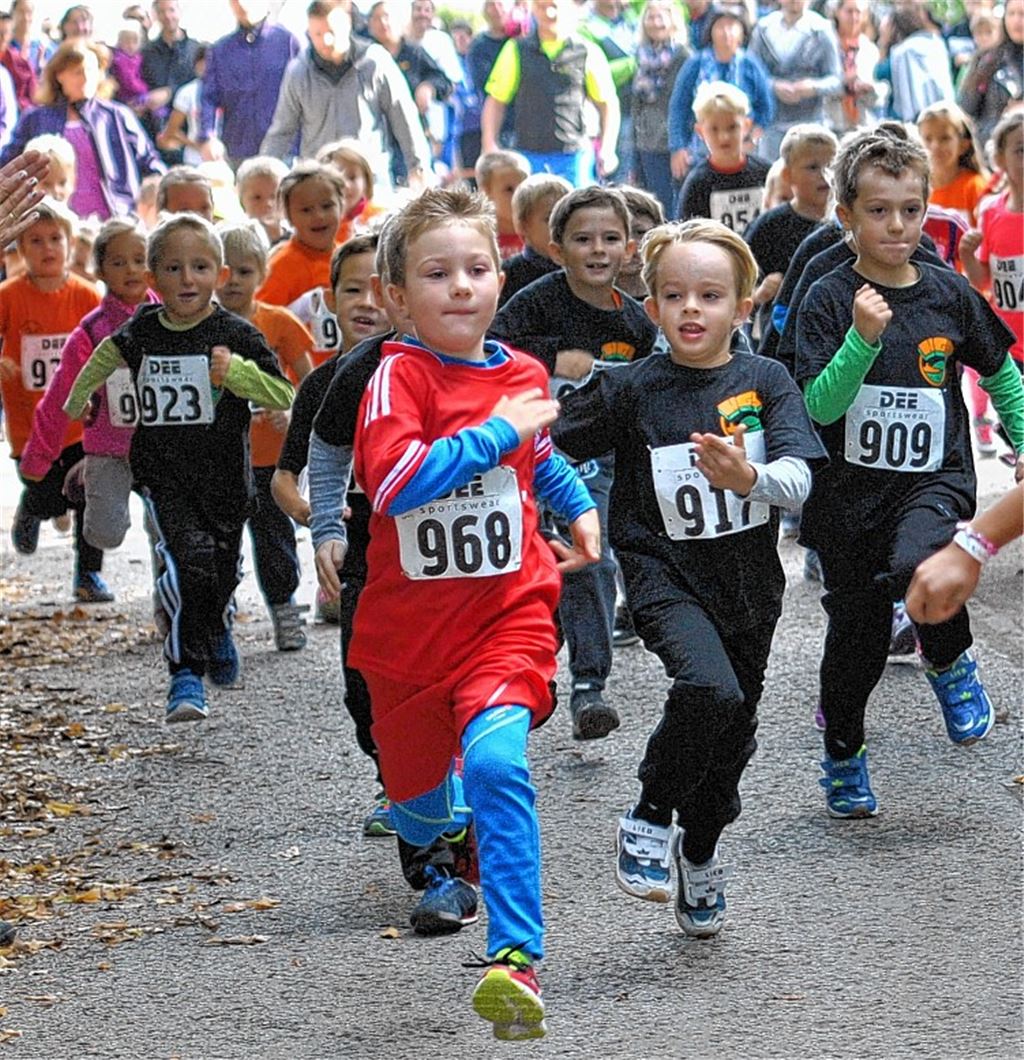 Startschuss für die Jüngsten: Bambini geben beim Volkslauf der SFG Serres in Wiernsheim Fersengeld.