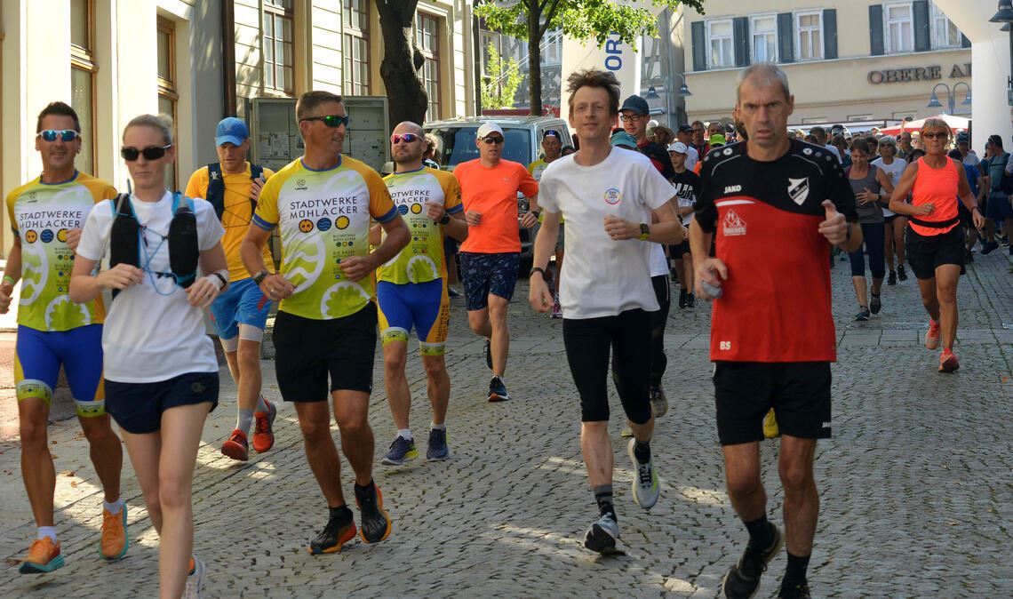 Startschuss in Vaihingen: Läufer und Wanderer gehen gemeinsam auf die Strecke und unterstützen damit die Lebenshilfe Vaihingen-Mühlacker. Fotos: Stahlfeld