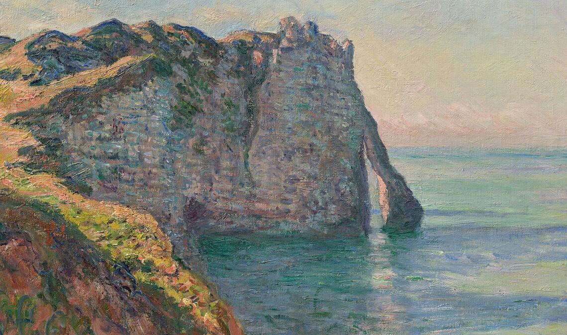 Steilküste mit Felsentor: Claude Monets Steilküste von Aval, 1885. Er hat kräftig mitgewirkt, dass das Fischerdörfchen Étretat zum Mythos wurde.