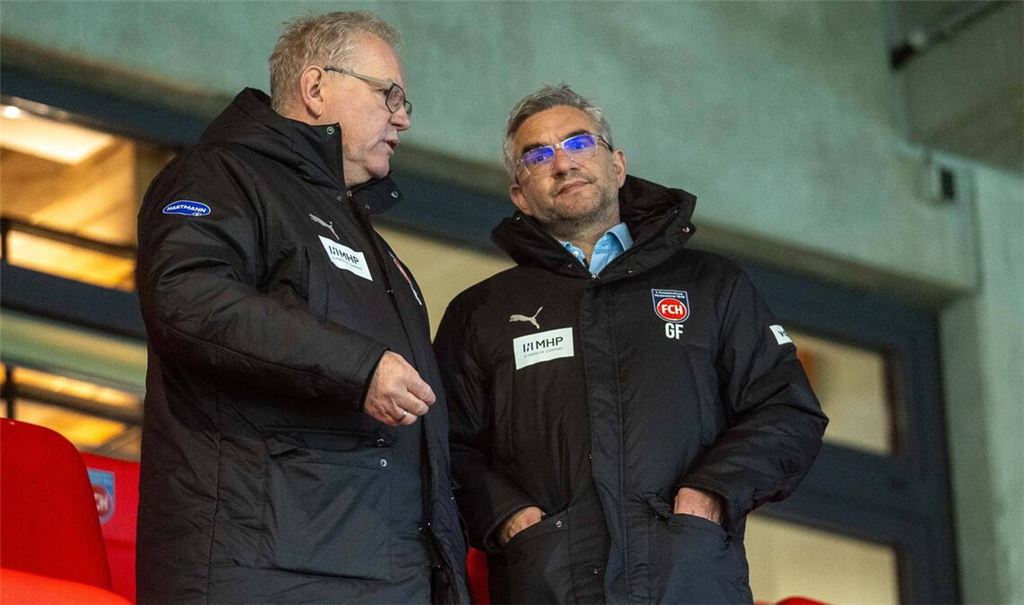 Steuern die Geschicke des 1. FC Heidenheim: Der Vorstandsvorsitzende Holger Sanwald (li.), Finanzvorstand Gerrit Floruß.