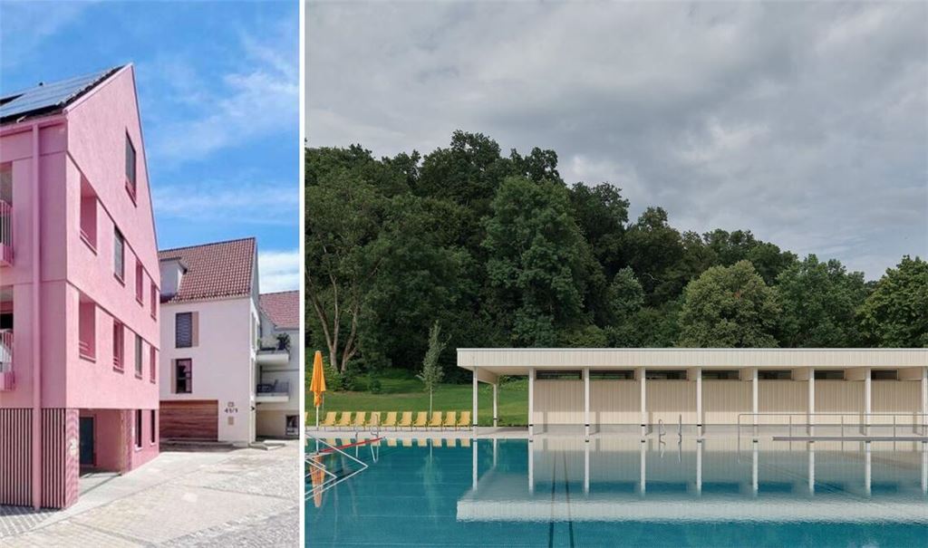 Stuttgarter Architekten am Werk – das flamingofarbene Baugruppenhaus in Metzingen und das Schwimmbad in Biberach.