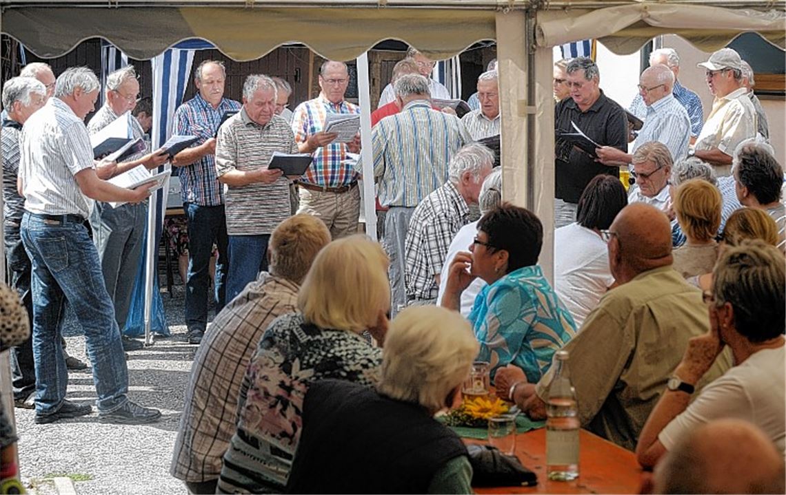 Südamerikanisches Flair verbreitet der Männerchor der „Eintracht“ Schmie bei seinem Auftritt während der sommerlichen Sänger-Hocketse. Foto: Fotomoment