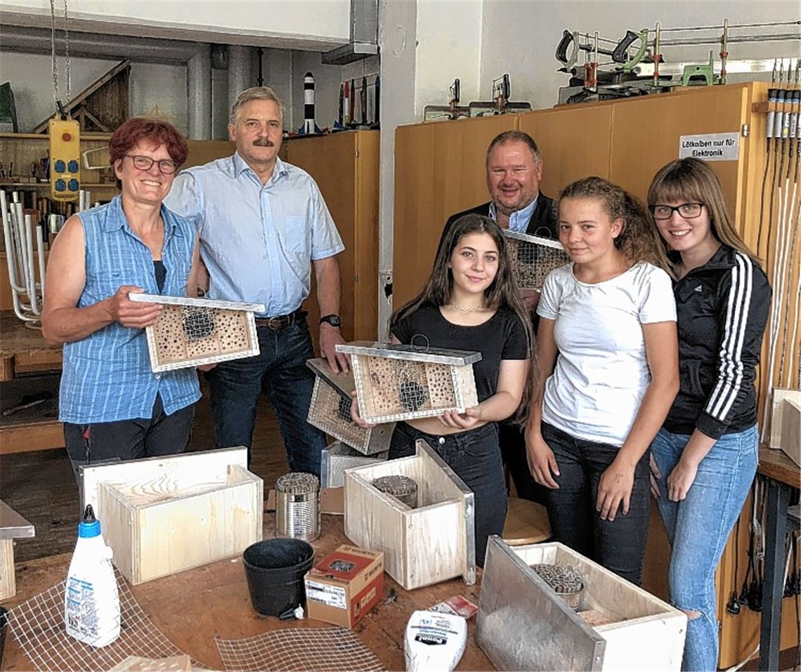 Nisthilfen für Wildbienen gebaut