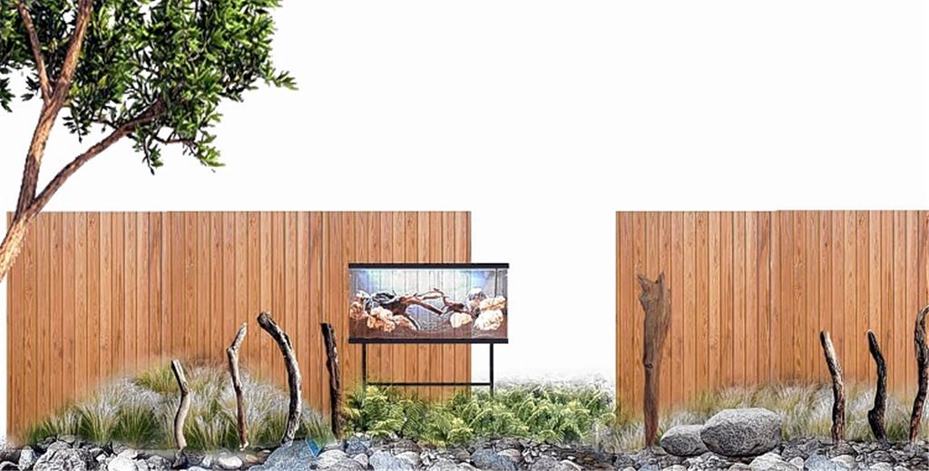 Themengärten wie die in diesen Darstellungen zu sehenden Anlagen mit den Arbeitstiteln „Enzschätze“ (li.) und „Recycling“ gehören zu den Attraktionen der Gartenschau. Animationen: Elke Ukas