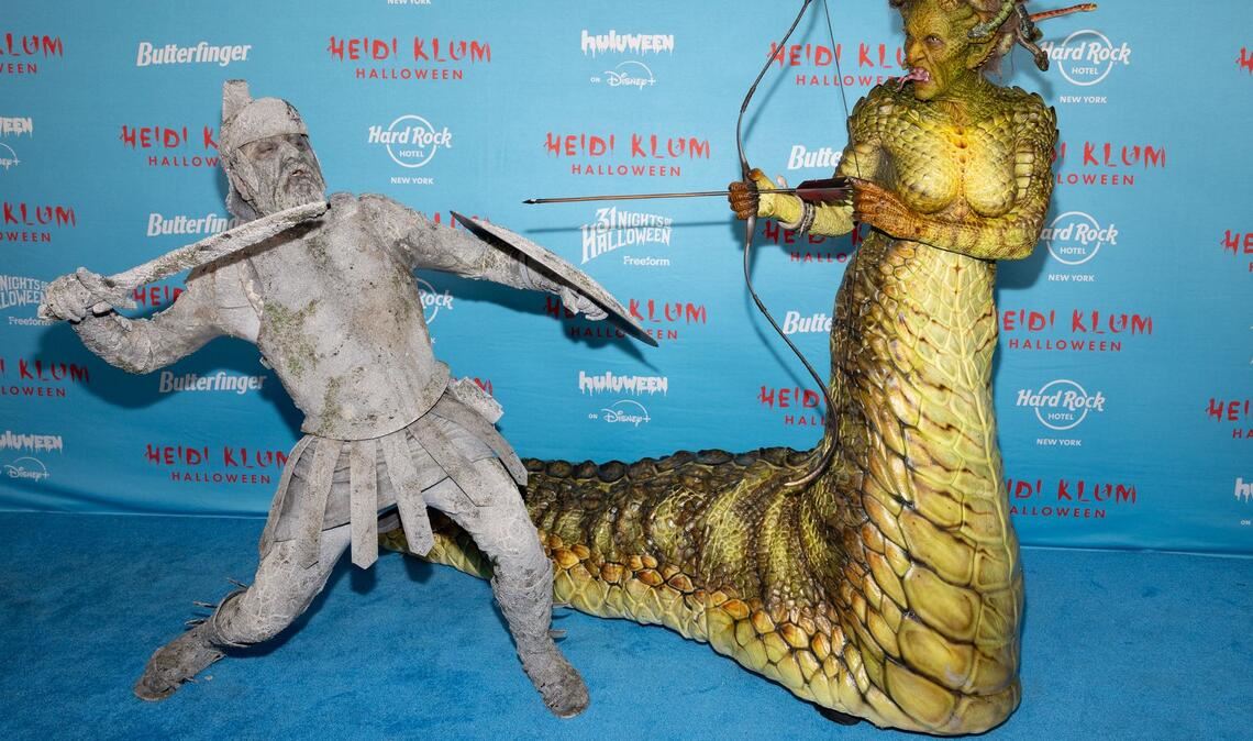 Tom Kaulitz (l) und Heidi Klum besuchen die 24. jährliche Halloween-Party von Heidi Klum.