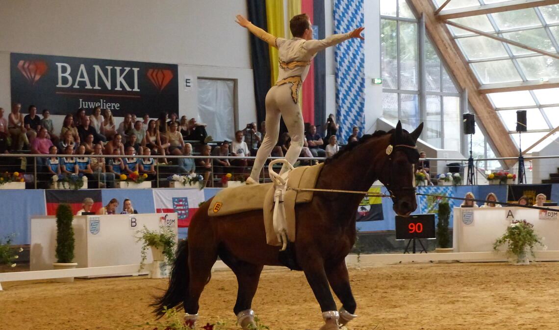 Tom Lehner zeigt auf dem Pferderücken kraftvolle Turnübungen. Fotos: privat