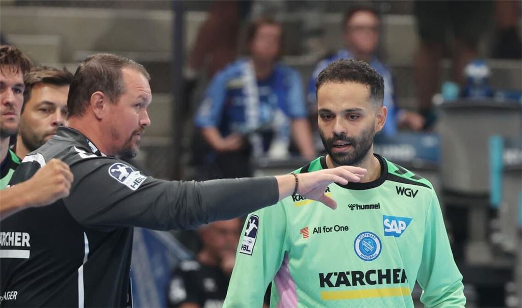 Trainer Misha Kaufmann und sein Torwart Mohamed El-Tayar können sich im DHB-Pokal auf ein Heimspiel des TVB Stuttgart gegen den HC Erlangen freuen.