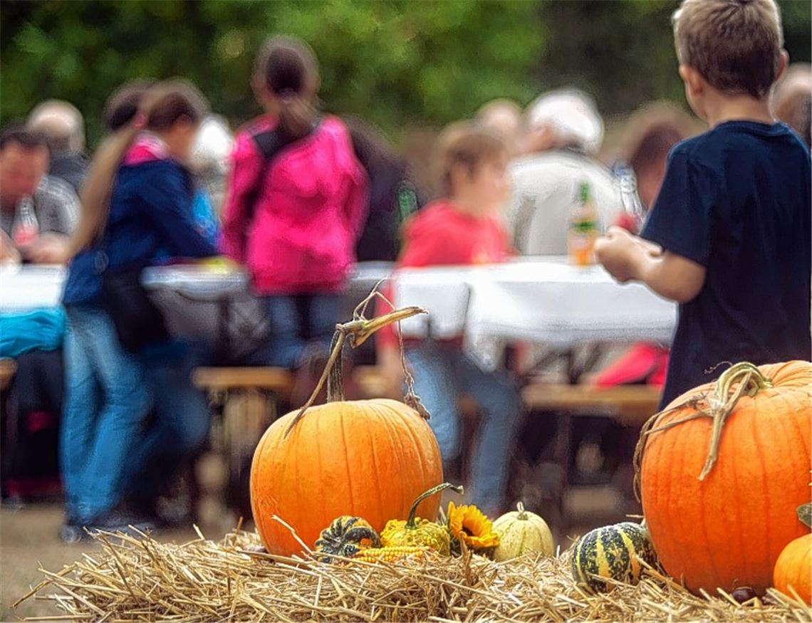 Schulleiter stellt sich beim Kürbisfest vor