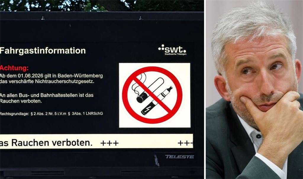 Tübingens OB Boris Palmer denkt nicht daran, seine Ordnungskräfte damit zu behelligen, Raucher an Haltestellen zu kontrollieren. Auf den Anzeigetafeln an Tübinger Haltestellen wird dennoch alle paar Sekunden auf das seit 1. Juni verschärfte Nichtraucherschutzgesetz hingewiesen.