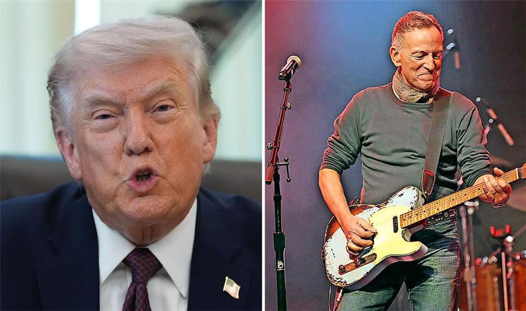 US-Präsident Donald Trump (l.) hat zu einem Boykott der Konzerte von Rockstar Bruce Springsteen aufgerufen.