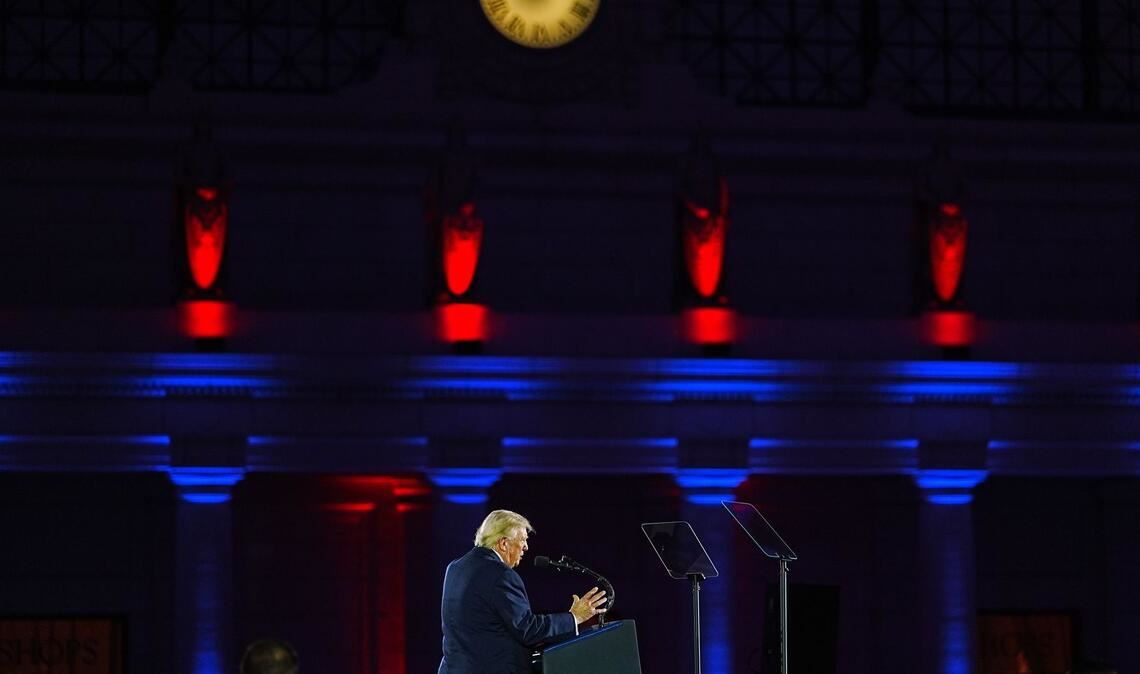 US-Präsident Donald Trump spricht beim jährlichen Fundraising-Dinner des National Republican Congressional Committee (NRCC).