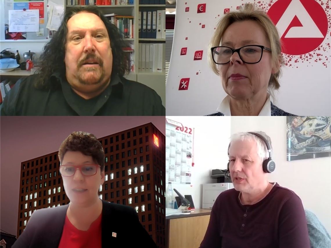 Arbeitswelt im Wandel gestalten Über Herausforderungen für Beschäftigte und Betriebsräte sprechen Arno Rastetter (oben li.), Martina Lehmann (oben re.), Liane Papaioannou und Martin Kolb. Foto: Friedrich