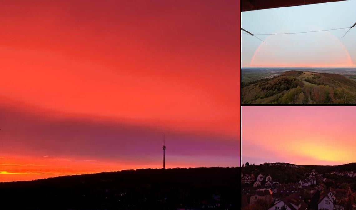 Über Stuttgart war am Freitagmorgen ein besonders schönes Morgenrot zu sehen.