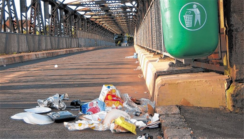 Übervolle Abfalleimer und wilde Ablagerungen werfen die Frage auf: Muss die Verwaltung im Gartenschaujahr mehr in die Beseitigung von Müll in der Stadt investieren?