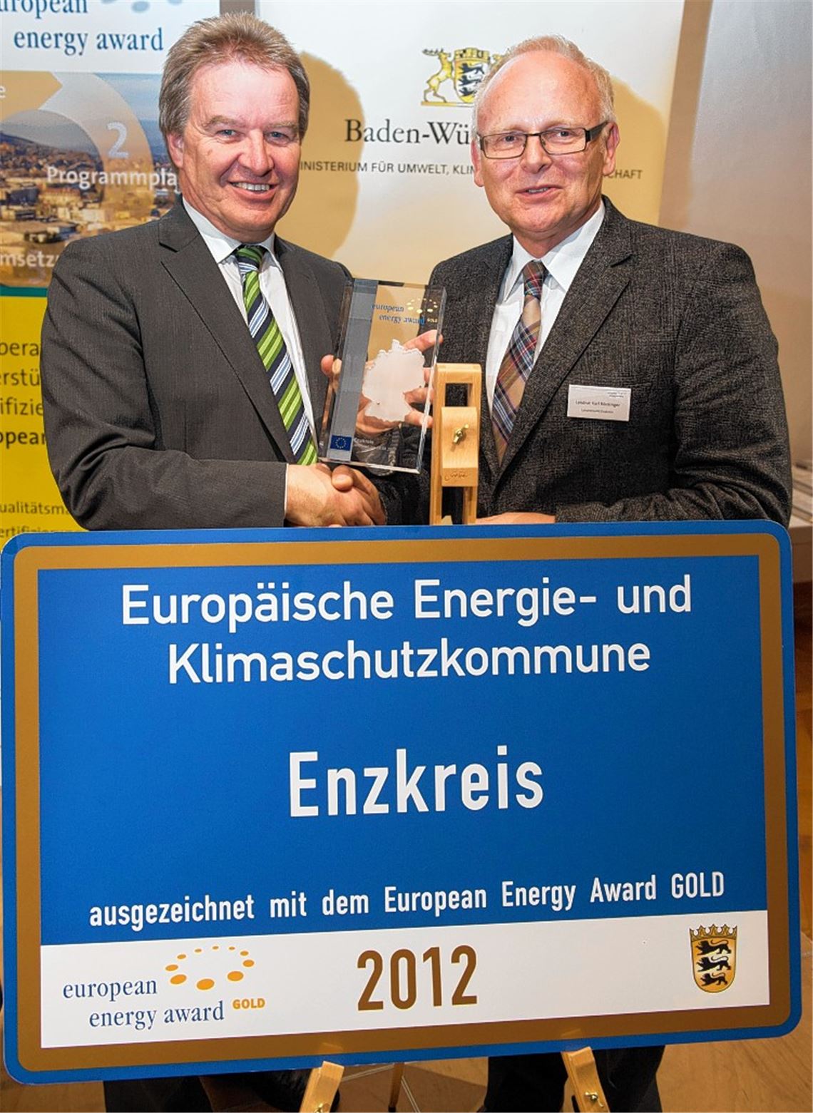 Umweltminister Franz Untersteller und Enzkreis-Landrat Karl Röckinger (re.).