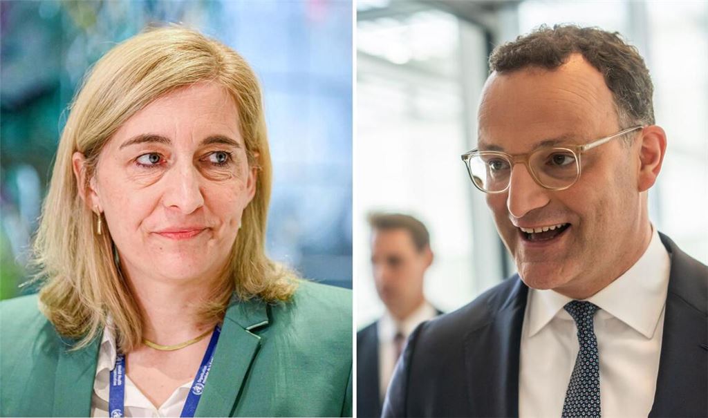 Unionsfraktionschef Jens Spahn hat Gesundheitsministerin Nina Warken (links, beide CDU) gegen Kritik an ihren Plänen zur finanziellen Stabilisierung der Pflegeversicherung verteidigt.