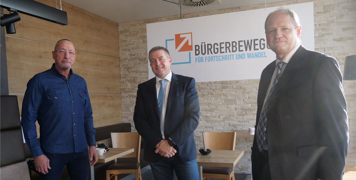 Uwe Hück, Sebastian Haase und Christoph Mährlein (v. li.) stellten die Visionen der „Bürgerbewegung für Fortschritt und Wandel“ vor, die am 20. Februar offiziell gegründet werden soll.Friedrich