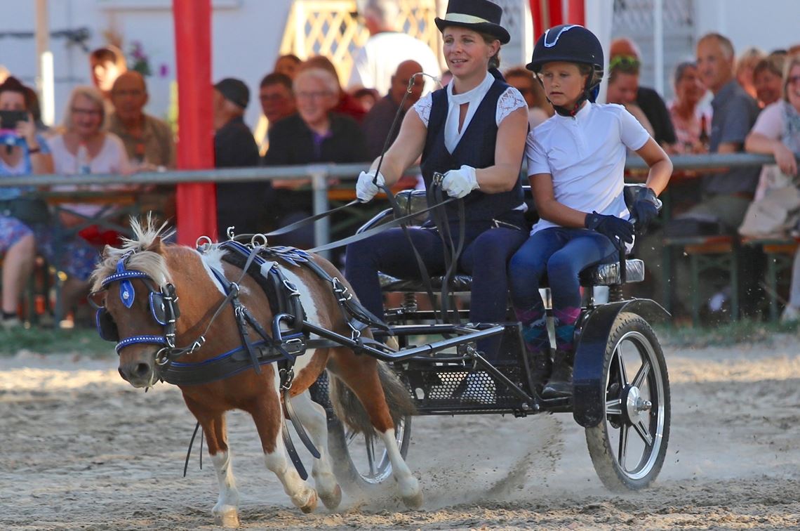 Verena Canbaz aus Mühlacker mit Mini-Shetty-Stute Biene Maja. Foto: Faulhaber