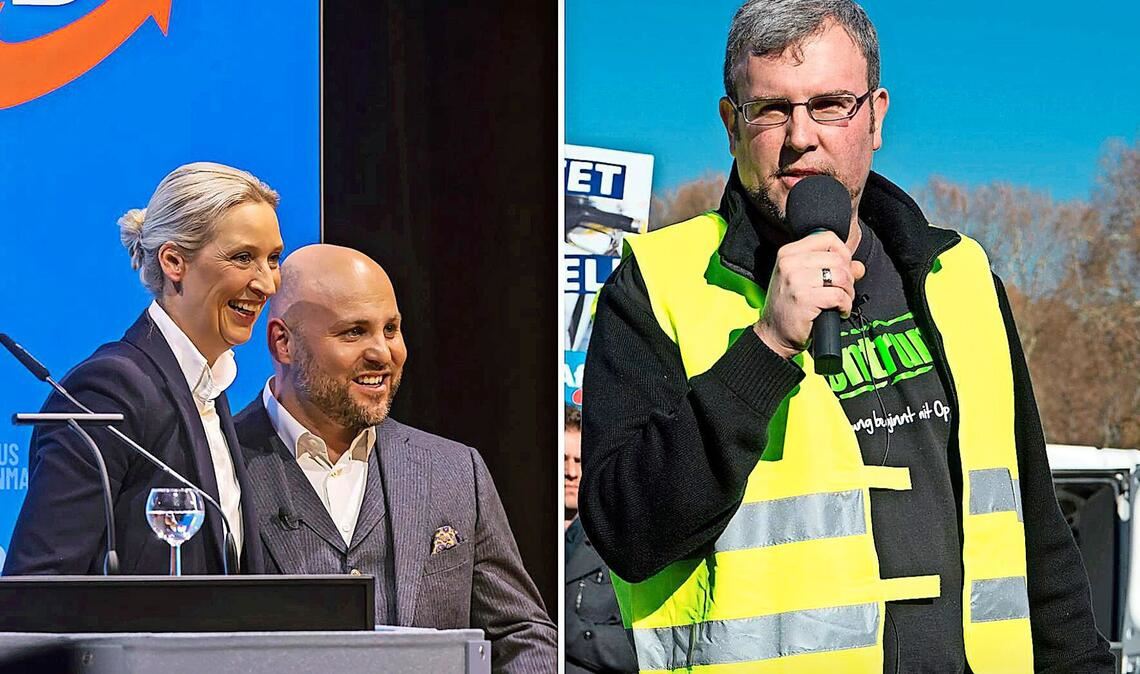 Vergangene Woche waren AfD-Chefin Alice Weidel und Markus Frohnmaier, Ministerpräsidenten-Kandidat, mit Oliver Hilburger, Vorstand der rechten Mercedes-Gewerkschaft „Zentrum“ vor dem Untertürkheimer Mercedes-Werk.