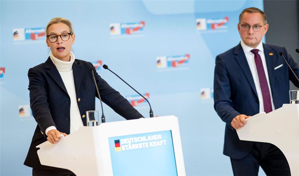 Versammeln die Bundestagsfraktion zur Klausur in Cottbus: Die AfD-Partei- und Fraktionschefs Alice Weidel und Tino Chrupalla. (Archivbild)