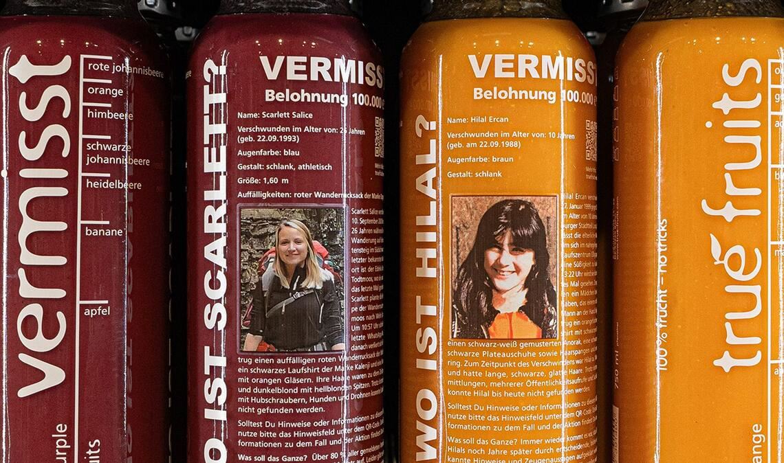 Vier Wochen lang würden die Bilder von Hilal Ercan aus Hamburg und Scarlett Salice aus dem ostwestfälischen Bad Lippspringe auf den Flaschen abgedruckt.