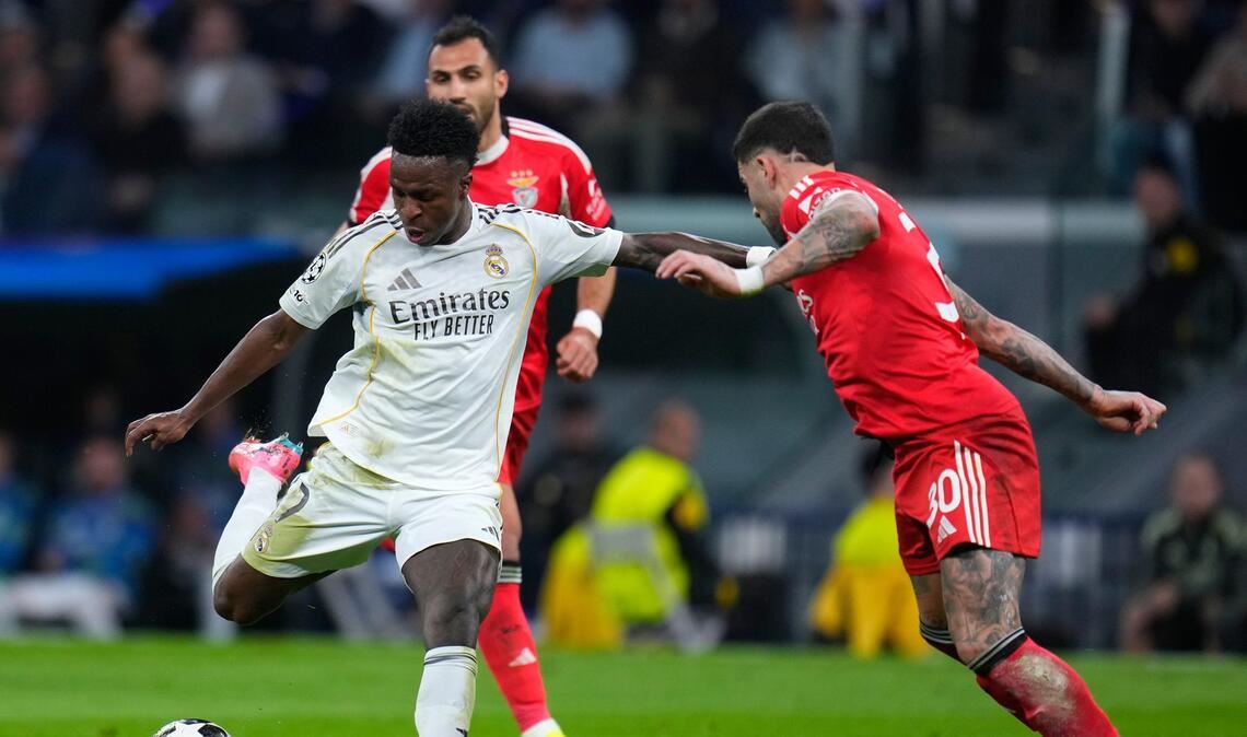 Vinicius Junior (in Weiß) war erneut Reals Siegtorschütze gegen Benfica.
