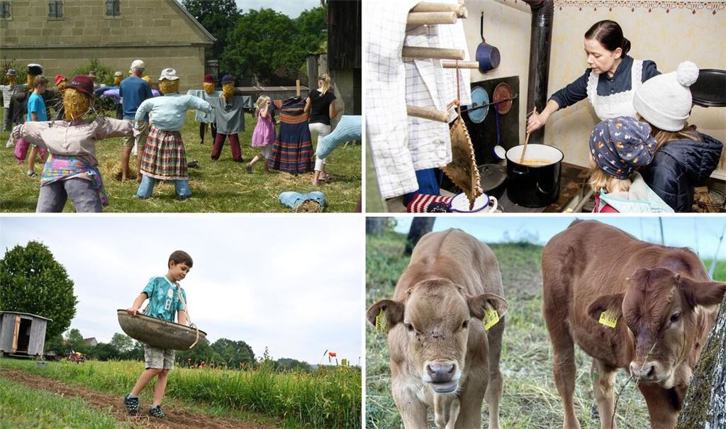 Vogelscheuchen basteln, kochen wie die Uroma, Saat ausstreuen und süße Kälbchen bewundern. Freilichtmuseen starten mit bunten Programmen in die Saison.