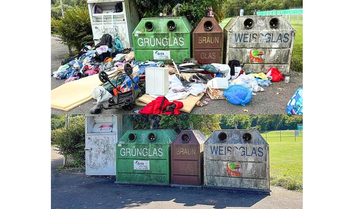Müll stinkt den Enzbergern Voher-Nachher: Der wild entsorgte Unrat und Sperrmüll wurde entfernt. Fotos: privat