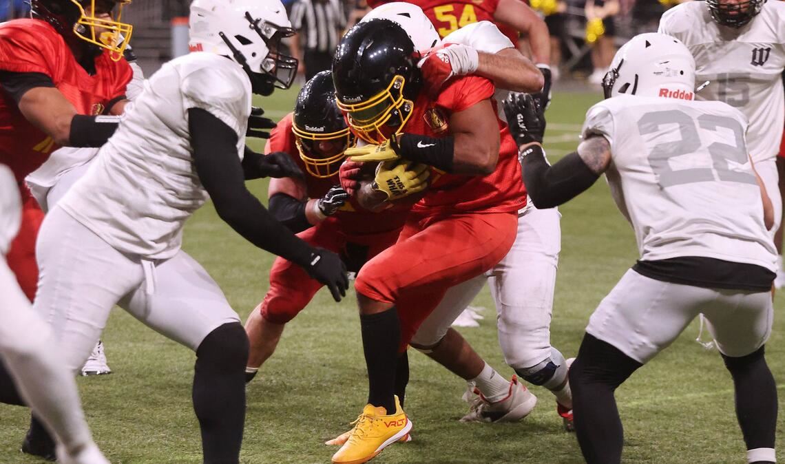 Volle Kraft voraus: Runningback Charlemagne Take auf dem Weg zu einem seiner vier Touchdowns für die Stuttgart Stallions.